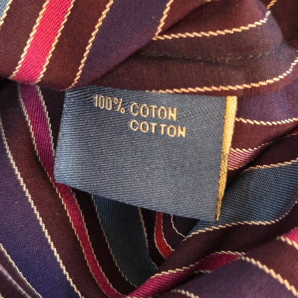 Faconnable Womens ButtonUp Shirt Sz 42 Medium Striped Multi Colorful Silky Retro - Picture 9 of 9